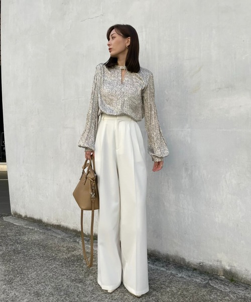 anuans ワッシャープリーツVカットブラウス anuans（アニュアンス）の「ワッシャープリーツVカットブラウス