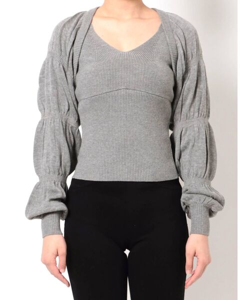 EMODA（エモダ）の「シャーリングボレロセットニット（ニット/セーター・レディース・ブラック/グレー/グリーン・FREE）」の12枚目の写真