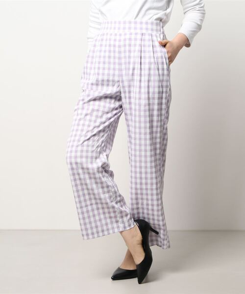 STYLEBLOCK（スタイルブロック）の「ギンガムチェックストレートパンツ（その他パンツ・レディース・グリーン/グレイッシュベージュ/ラベンダー/ブラック/テラコッタ・M）」の5枚目の写真