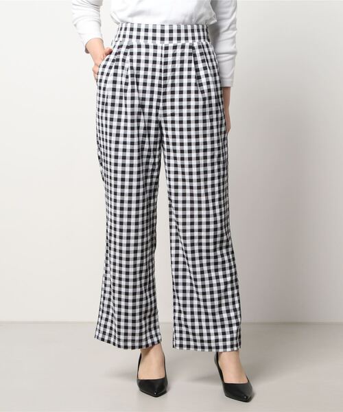 STYLEBLOCK（スタイルブロック）の「ギンガムチェックストレートパンツ（その他パンツ・レディース・グリーン/グレイッシュベージュ/ラベンダー/ブラック/テラコッタ・M）」の2枚目の写真