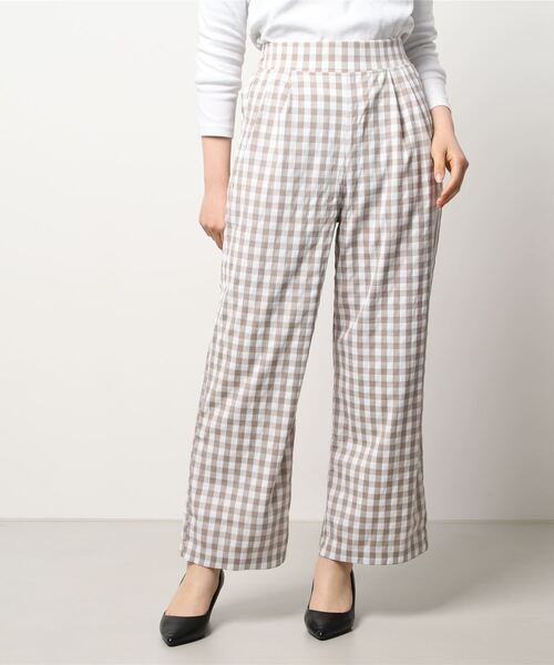 STYLEBLOCK（スタイルブロック）の「ギンガムチェックストレートパンツ（その他パンツ・レディース・グリーン/グレイッシュベージュ/ラベンダー/ブラック/テラコッタ・M）」の11枚目の写真