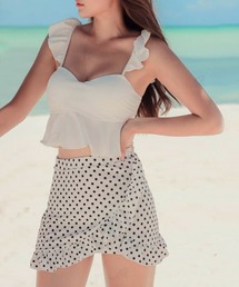 Dalfwin | 2022 S/S 春夏 水着レディース ビスチェフリルブラビキニ×ラップ風スカート タンキニセット(水着)