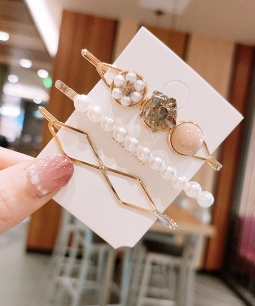 acca ヘアクリップ バレッタストーン装飾 3点セット acca ヘアクリップ バレッタストーン装飾 3点セット