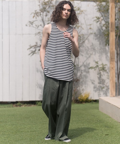 CAMBIO（カンビオ）の「mta479-Long Length Border Tank top タンクトップ（タンクトップ・メンズ・ホワイト系その他/ベージュ系その他/ホワイト×ブラック・L/S/M）」の6枚目の写真