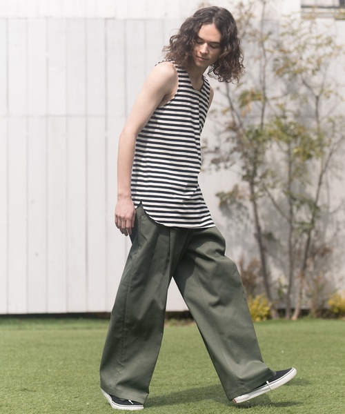 CAMBIO（カンビオ）の「mta479-Long Length Border Tank top タンクトップ（タンクトップ・メンズ・ホワイト系その他/ベージュ系その他/ホワイト×ブラック・L/S/M）」の7枚目の写真