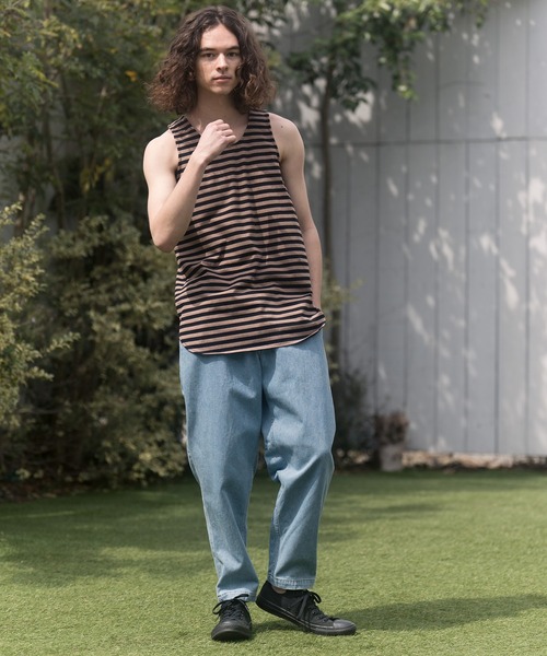 CAMBIO（カンビオ）の「mta479-Long Length Border Tank top タンクトップ（タンクトップ・メンズ・ホワイト系その他/ベージュ系その他/ホワイト×ブラック・L/S/M）」の10枚目の写真