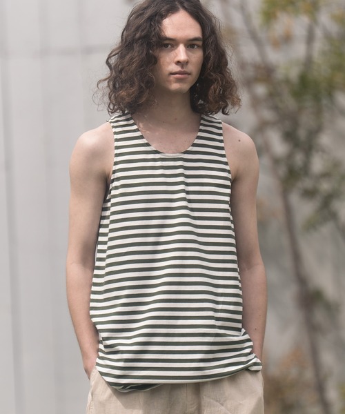 CAMBIO（カンビオ）の「mta479-Long Length Border Tank top タンクトップ（タンクトップ・メンズ・ホワイト系その他/ベージュ系その他/ホワイト×ブラック・L/S/M）」の12枚目の写真