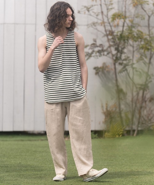 CAMBIO（カンビオ）の「mta479-Long Length Border Tank top タンクトップ（タンクトップ・メンズ・ホワイト系その他/ベージュ系その他/ホワイト×ブラック・L/S/M）」の14枚目の写真