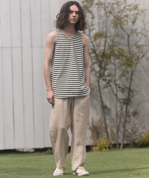 CAMBIO（カンビオ）の「mta479-Long Length Border Tank top タンクトップ（タンクトップ・メンズ・ホワイト系その他/ベージュ系その他/ホワイト×ブラック・L/S/M）」の15枚目の写真