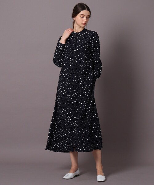 美品☆DRESSTERIOR ドットスタンドカラーシャツワンピース DRESSTERIOR（ドレステリア）の「◇ドットスタンドカラーシャツ