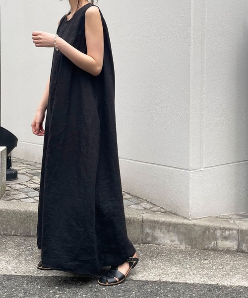 CANAL JEAN（キャナルジーン）の「RED CHOP WORKS(レッドチョップワークス) バックオープンリネンワンピース（ワンピース・レディース・ブラック/キナリ・38）」の17枚目の写真