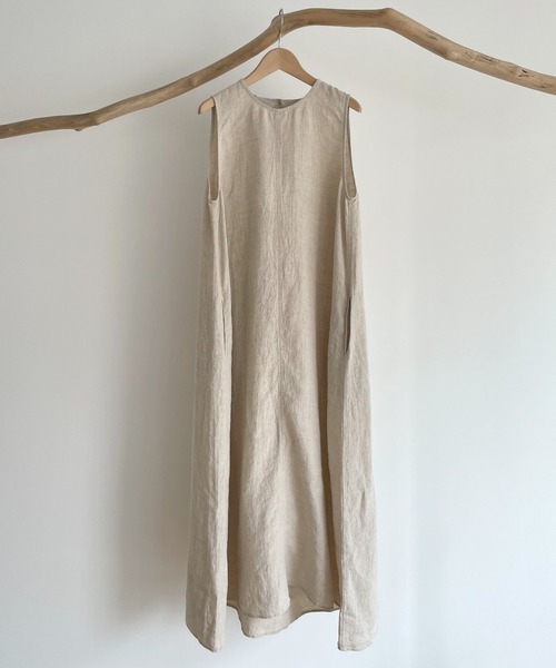 CANAL JEAN（キャナルジーン）の「RED CHOP WORKS(レッドチョップワークス) バックオープンリネンワンピース（ワンピース・レディース・ブラック/キナリ・38）」の18枚目の写真