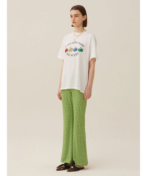 KIRSH（キルシー）の「KIRSH DOODLE CHERRY DRAWING PRINT SHORT SLEEVE T-SHIRT LS ドゥードゥルチェリー プリント TEE（Tシャツ/カットソー・レディース・ホワイト/ブラック・ONE SIZE）」の4枚目の写真