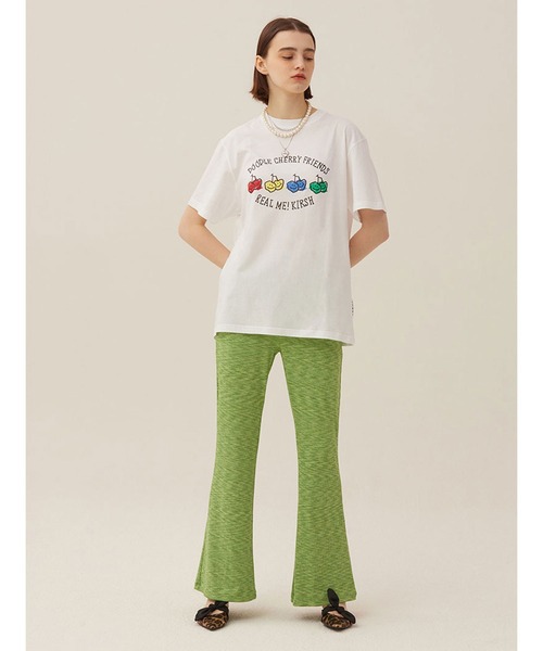 KIRSH（キルシー）の「KIRSH DOODLE CHERRY DRAWING PRINT SHORT SLEEVE T-SHIRT LS ドゥードゥルチェリー プリント TEE（Tシャツ/カットソー・レディース・ホワイト/ブラック・ONE SIZE）」の7枚目の写真