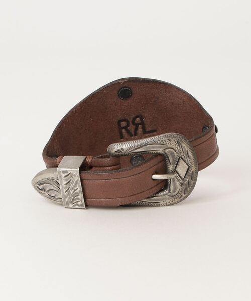 RRL(ダブル アール エル)の「エングレーブドプラーク ハンドツールド レザー カフス(バングル/リストバンド・レディース・ブラウン・ONE)」の4枚目の写真