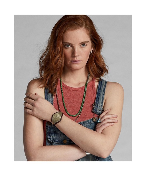 RRL(ダブル アール エル)の「エングレーブドプラーク ハンドツールド レザー カフス(バングル/リストバンド・レディース・ブラウン・ONE)」の3枚目の写真