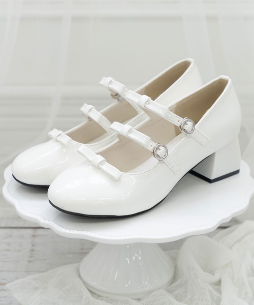 DearMyLoveRose（ディアマイラブローズ）の「トリプルリボンドールパンプス（パンプス・レディース・ブラック/アイボリー・24.5cm/23.5cm/23cm/25cm/24cm/22.5cm）」の12枚目の写真