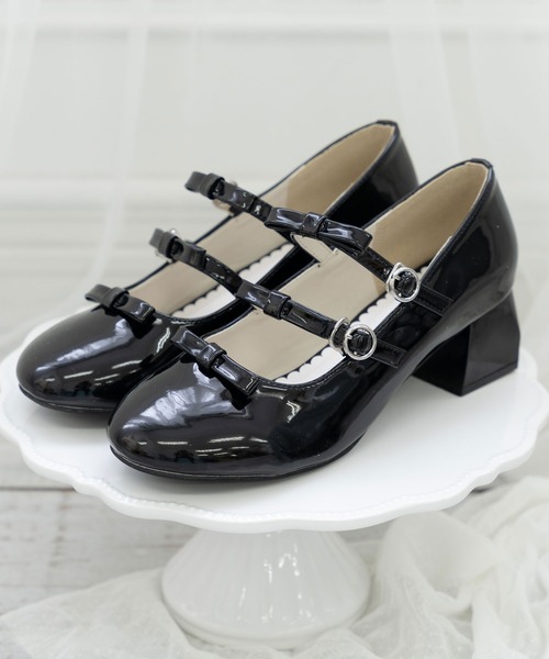 DearMyLoveRose（ディアマイラブローズ）の「トリプルリボンドールパンプス（パンプス・レディース・ブラック/アイボリー・24.5cm/23.5cm/23cm/25cm/24cm/22.5cm）」の13枚目の写真