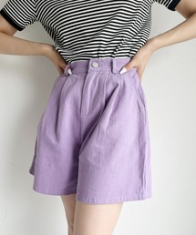 CLEA | ハイウエストカラータックデニムショートパンツ(デニムパンツ)
