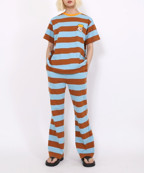 PUNYUS（プニュズ）の「FUGUボーダーTシャツ（Tシャツ/カットソー・レディース・オレンジ/ブルー/オフホワイト/グリーン/ブラック/レッド/ピンク・2/3/1/4）」の18枚目の写真