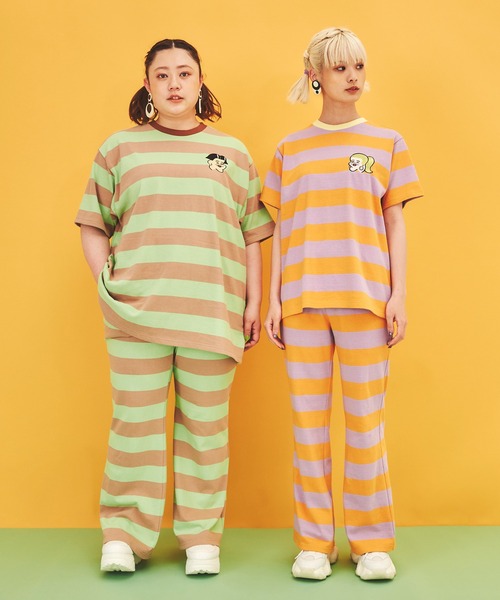 PUNYUS（プニュズ）の「FUGUボーダーTシャツ（Tシャツ/カットソー・レディース・オレンジ/ブルー/オフホワイト/グリーン/ブラック/レッド/ピンク・2/3/1/4）」の9枚目の写真