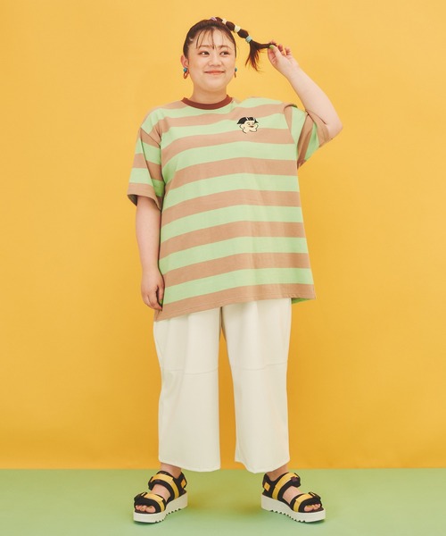 PUNYUS（プニュズ）の「FUGUボーダーTシャツ（Tシャツ/カットソー・レディース・オレンジ/ブルー/オフホワイト/グリーン/ブラック/レッド/ピンク・2/3/1/4）」の13枚目の写真