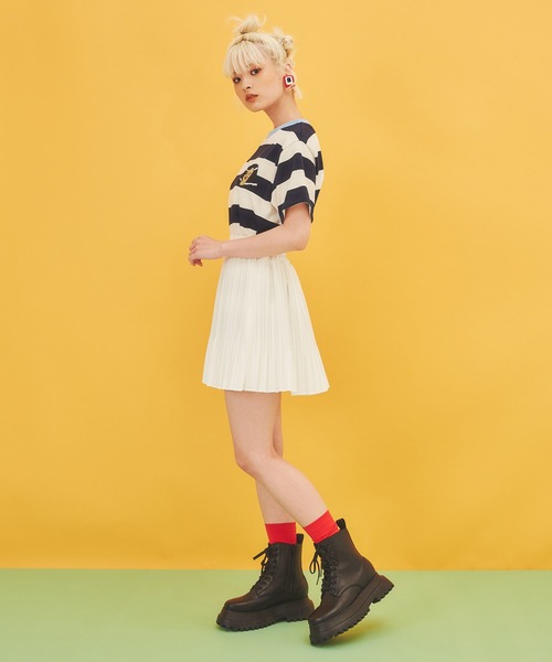 PUNYUS（プニュズ）の「FUGUボーダーTシャツ（Tシャツ/カットソー・レディース・オレンジ/ブルー/オフホワイト/グリーン/ブラック/レッド/ピンク・2/3/1/4）」の16枚目の写真