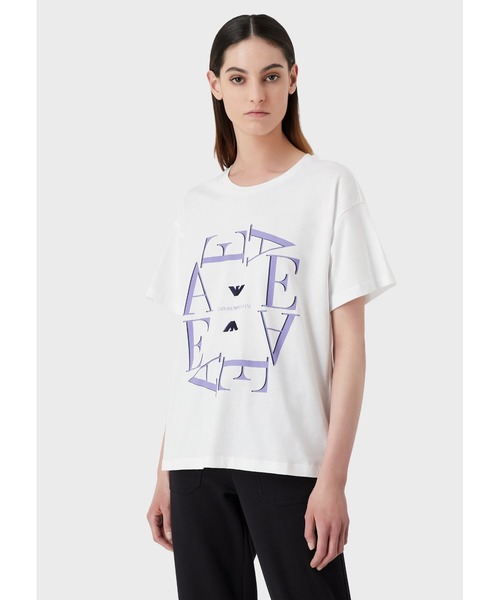 EMPORIO ARMANI（エンポリオアルマーニ）の「【エンポリオ アルマーニ】Tシャツ スラブジャージー製 EAプリント（Tシャツ/カットソー・レディース・ホワイト系その他/ライトブルー・SMALL/MEDIUM）」の2枚目の写真