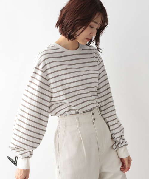 GLOBAL WORK(グローバルワーク)の「ヘビロッT袖ふわ長袖/281555(Tシャツ/カットソー・レディース・ホワイト/ライトグレー/その他/ベージュ系その他/ブルー系その他・MEDIUM/LARGE)」の4枚目の写真