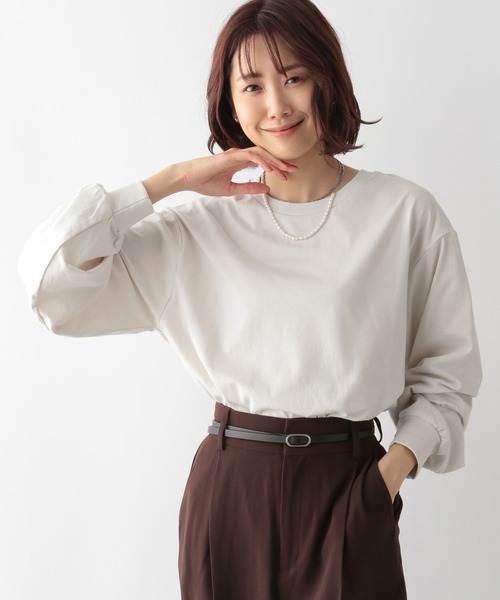 GLOBAL WORK(グローバルワーク)の「ヘビロッT袖ふわ長袖/281555(Tシャツ/カットソー・レディース・ホワイト/ライトグレー/その他/ベージュ系その他/ブルー系その他・MEDIUM/LARGE)」の3枚目の写真