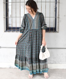 sara mallika（サラ マリカ）の「【sara mallika】CTN ETNIC KOMON PRT DRESS（ワンピース）」
