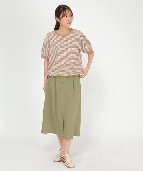 ikka(イッカ)の「ハニカム柄ジャガードカットソー(Tシャツ/カットソー・レディース・ブラック/ブラウン/ライトグリーン・M/L)」の4枚目の写真