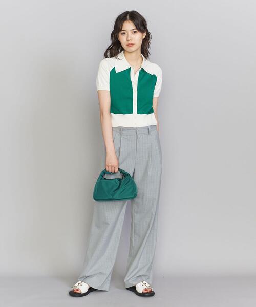 H beauty＆youth コットンカシミヤ　ポロカラーカーディガン　トップス セール】＜H＞コットンカシミヤ カスリ ポロカラーカーディガン