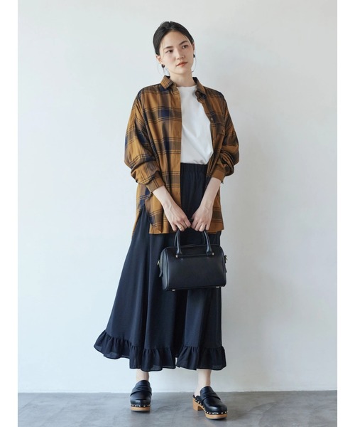 AMERICAN HOLIC(アメリカンホリック)の「とろみバックタックBIGチェックシャツ(シャツ/ブラウス・レディース・ブラック/ネイビー/アイボリー/キャメル・M/L)」の17枚目の写真