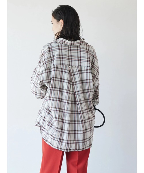 AMERICAN HOLIC(アメリカンホリック)の「とろみバックタックBIGチェックシャツ(シャツ/ブラウス・レディース・ブラック/ネイビー/アイボリー/キャメル・M/L)」の21枚目の写真