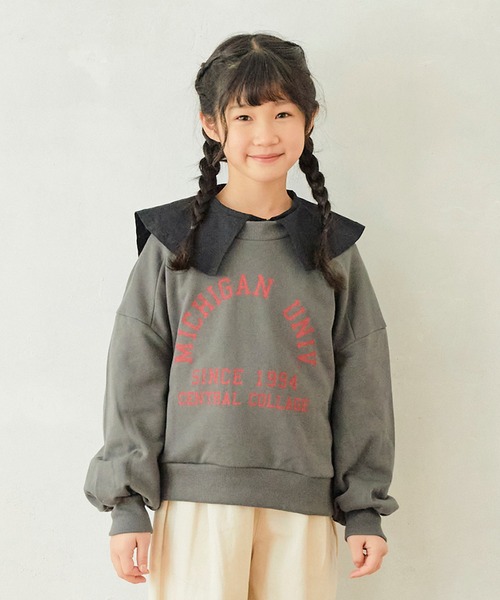 undeny.（アンディニ－）の「アンディニー カレッジロゴ プルオーバー（その他トップス・キッズ・チャコールグレー/グリーン/グレイッシュベージュ・M/L/XL）」の2枚目の写真