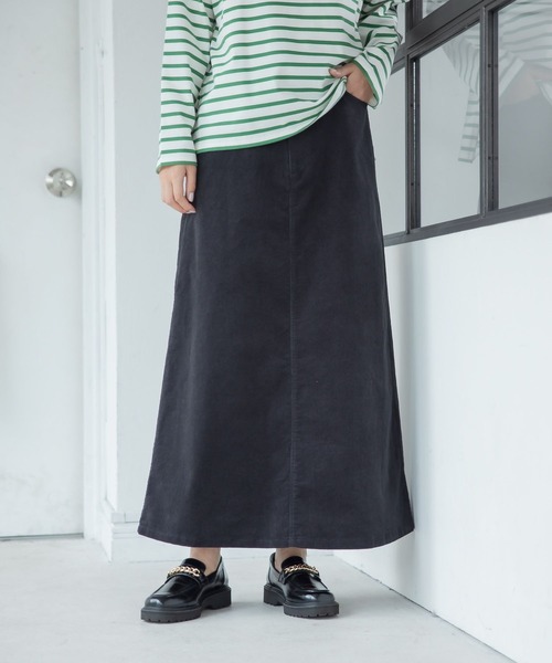 LEPSIM（レプシィム）の「ストレッチコーデュロイマキシスカート　297193（スカート・レディース・チャコールグレー/オフホワイト/カーキ・MEDIUM/LARGE）」の3枚目の写真