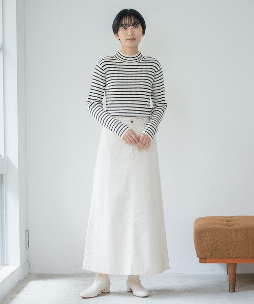 LEPSIM（レプシィム）の「ストレッチコーデュロイマキシスカート　297193（スカート・レディース・チャコールグレー/オフホワイト/カーキ・MEDIUM/LARGE）」の6枚目の写真