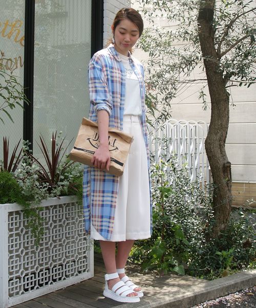 Another Edition（アナザーエディション）の「チェックロングシャツ/AEBC ＣＨＫ LONG SHT◆（シャツ/ブラウス・レディース・ライトブルー/ライトピンク/ケリー・ﾌﾘ-）」の19枚目の写真