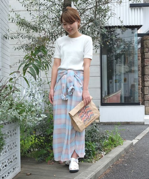 Another Edition（アナザーエディション）の「チェックロングシャツ/AEBC ＣＨＫ LONG SHT◆（シャツ/ブラウス・レディース・ライトブルー/ライトピンク/ケリー・ﾌﾘ-）」の20枚目の写真