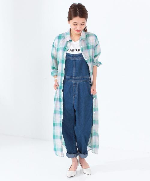 Another Edition（アナザーエディション）の「チェックロングシャツ/AEBC ＣＨＫ LONG SHT◆（シャツ/ブラウス・レディース・ライトブルー/ライトピンク/ケリー・ﾌﾘ-）」の2枚目の写真