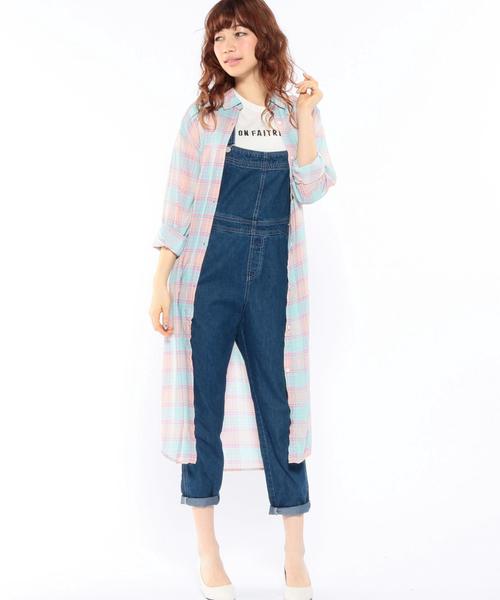 Another Edition（アナザーエディション）の「チェックロングシャツ/AEBC ＣＨＫ LONG SHT◆（シャツ/ブラウス・レディース・ライトブルー/ライトピンク/ケリー・ﾌﾘ-）」の7枚目の写真