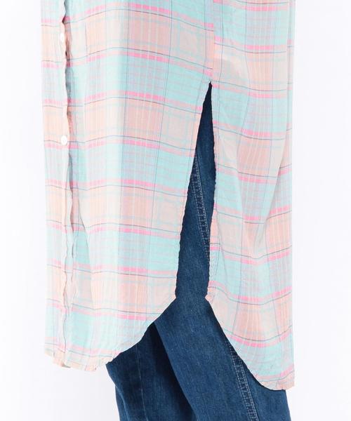 Another Edition（アナザーエディション）の「チェックロングシャツ/AEBC ＣＨＫ LONG SHT◆（シャツ/ブラウス・レディース・ライトブルー/ライトピンク/ケリー・ﾌﾘ-）」の18枚目の写真