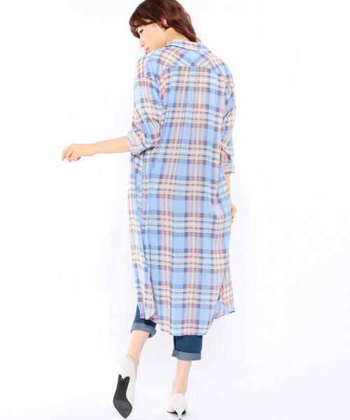 Another Edition（アナザーエディション）の「チェックロングシャツ/AEBC ＣＨＫ LONG SHT◆（シャツ/ブラウス・レディース・ライトブルー/ライトピンク/ケリー・ﾌﾘ-）」の11枚目の写真