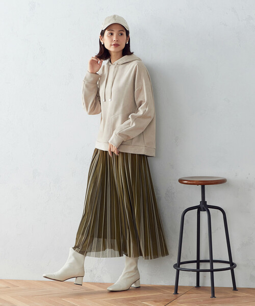 COMME CA ISM（コムサイズム）の「フェイクスエードダンボールニット　パーカー（パーカー・レディース・ベージュ/レンガ・MEDIUM/LARGE）」の3枚目の写真