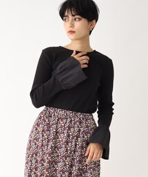 OPAQUE.CLIP | 【C】ドッキングフレアスリーブ リブカットソー(Tシャツ/カットソー)