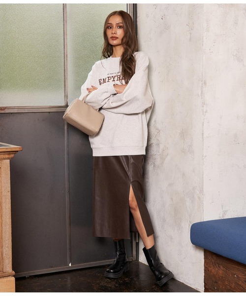 ANAP（アナップ）の「フェイクレザースリットスカート（スカート・レディース・ブラック/ブラウン・FREE）」の10枚目の写真