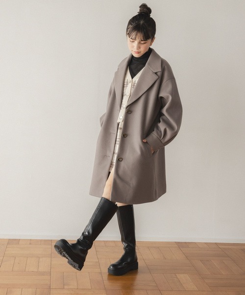 GLOBAL WORK(グローバルワーク)の「ウーリーテックチェスターコート/AND YUA ANY/281280(チェスターコート・キッズ・ブラック/ベージュ/モカ・150cm/160cm)」の19枚目の写真