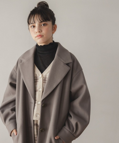 23AW✨️Reflect アンゴラ混チェスターコート 優しい温もり❁グレージュ GLOBAL WORK（グローバルワーク）の「ウーリーテックチェスターコート