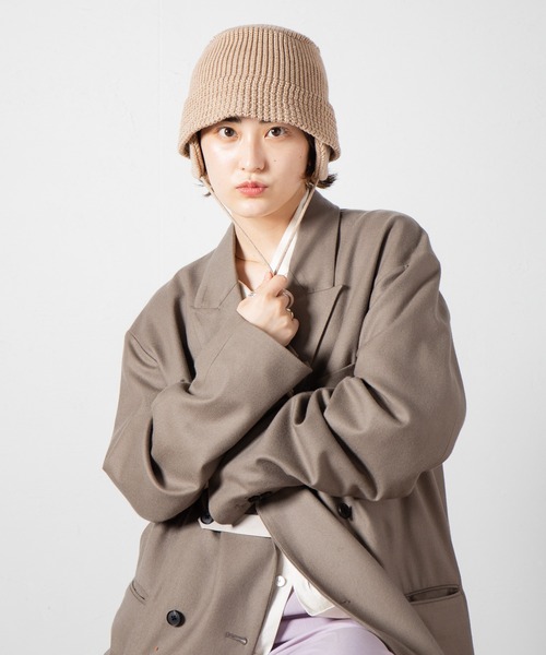 RACAL（ラカル）の「Ear-Pad Knit Bucket Hat / イヤーパッド付きニットバケットハット（ニットキャップ/ビーニー・レディース・ブラック/オレンジ/オフホワイト/チャコールグレー/ベージュ・FREE）」の6枚目の写真